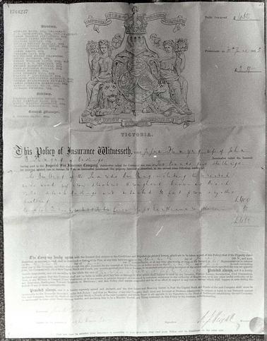 A fire insurance policy issued by the Imperial Fire Insurance Company of Victoria to Jessie Flemyng, wife of John B. Flemyng, for her dwelling known as Beach Villa, Hastings. The policy is dated 3rd June, 1885, with the sum insured 450 pounds, premium paid 2 pounds 5 shillings.