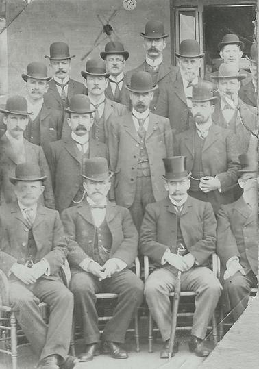 Detectives with CID,  15 men,  Mr Hunt marked with cross - first mounted trooper at Sorrento c.1885