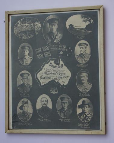 Collage/Honour Roll 1914-1918.  Rye District soldiers who served in WW1.
(11 photos)
