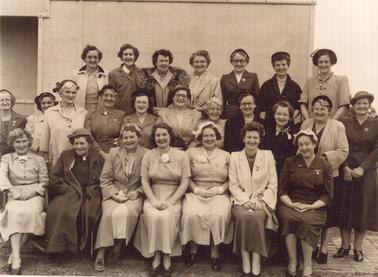 Group of CWA? ladies outside Rye civic hall early 1950's. Names listed on separate sheet.