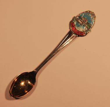 Souvenir teaspoon with enamel multi-colour badge “The Pier. Rye Victoria” 
