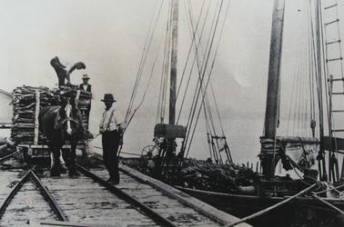 Rye pier Jim Sullivan with dray load of wood to load on to a ketch