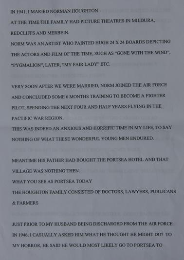 Typewritten notes of talk by Dorothy Houghton given to “Women in the Work Place” Luncheon at Rye Hotel 29th April 2004. 8 Pages.