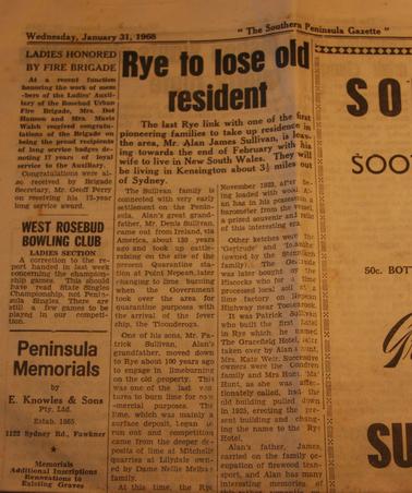 “Rye to Lose Old Resident - Mr Alan James Sullivan”