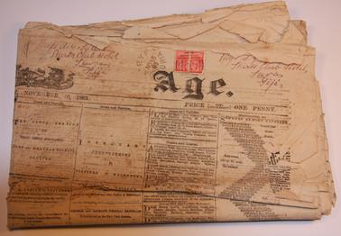 Copy of the Age newspaper Saturday, November 10, 1883