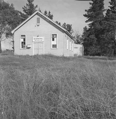 A weatherboard Hall building.