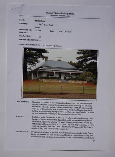 Photograph of residence and heritage study details