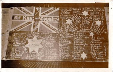 A. Postcard of Australian flag signned by H Tayton on board HMS Orantes 05.06.1918
B. Enlargement of A above