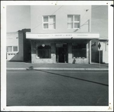 Front view of a double storey brick building known as ‘Austral House’ which was located in Main Street Mornington, near the cinema this building was demolished in 1967