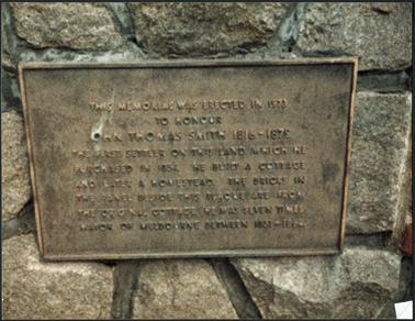 A close up view of the bronze  inscription on the memorial for John Thomas Smith 1816 - 1879