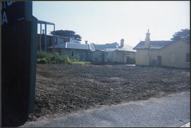 View of old Telecom site (cleared), new theatre frame on the left of photo