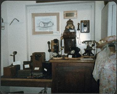 A front view of a range of telephonic instruments on display at the Old Post Office Museum