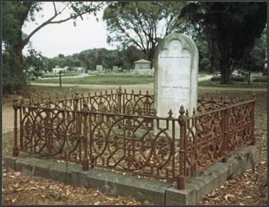 Grave of William Parkinson Wilson MA. the grave is enclosed by a fence and is located in the Mornington Cemetery 