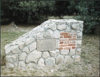 Front view of the stone memorial for T.J. Smith located at T.J. Smith Park, Mt Eliza 