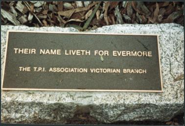 A close up front view of one of the plaques which reads: "Their Name Liveth for Evermore" situated in the War Memorial Garden in Memorial Park at the corner of Barkly and Albert Streets, Mornington erected April 1987