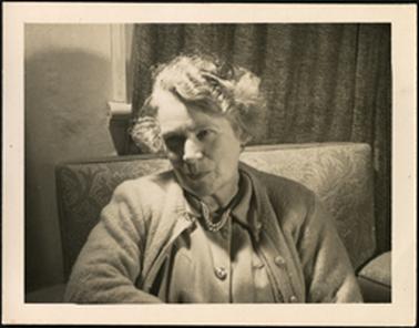 The photo shows Wyn Bradford in later life photographed sitting in armchair