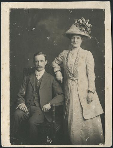 Wedding photo? Louisa Sutherland (nee Unthank) standing next to husband seated