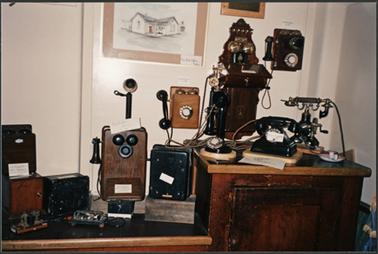 Several antique telephones on display for Heritage Week 1988 at the Mornington Historical Society Museum