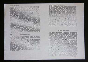 2 pages containing detailed information of the history of the Tootgarook School which later became Rye School. These are pages contained in an Education Department publication “Vision and Realisation - Port Phillip Eastern Region”. 