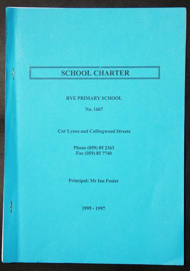 Contents include school profile, goals, priority, curriculum profile, codes of practice.