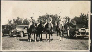 The image is of a group of four horsemen of the Boys Polo Team Ranelagh (No names)